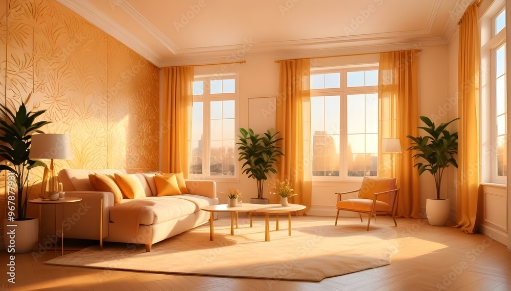 Fototapeta premium Photo interior modern design room 3d illustration;