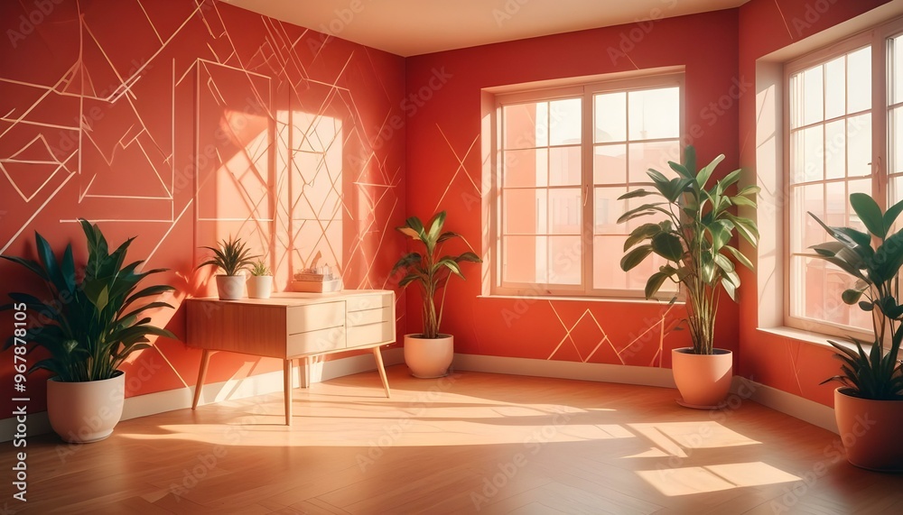 Photo interior modern design room 3d illustration; Photo interior modern design room 3d illustration;