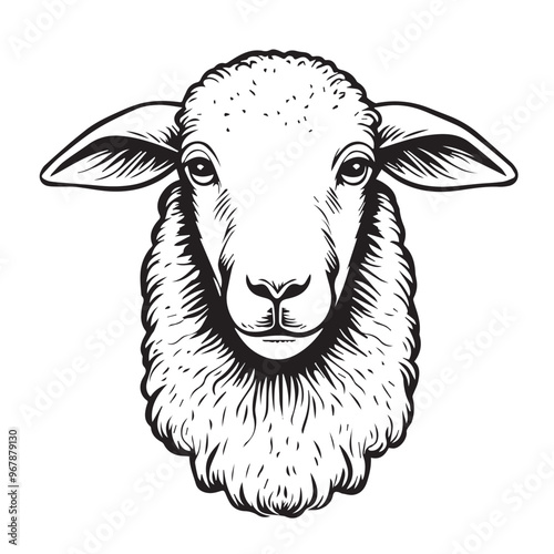 Sheep in cartoon, doodle style . Image for t-shirt, web, mobile apps and ui. Isolated 2d vector illustration in logo, icon, sketch style, Eps 10, black and white. AI Generative