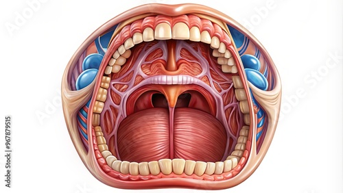 mouth cavity tongue mouth opening illustration medical educational technical photo