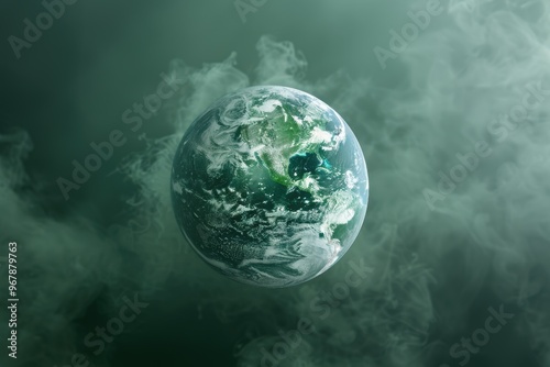 A planet with smoke in the background