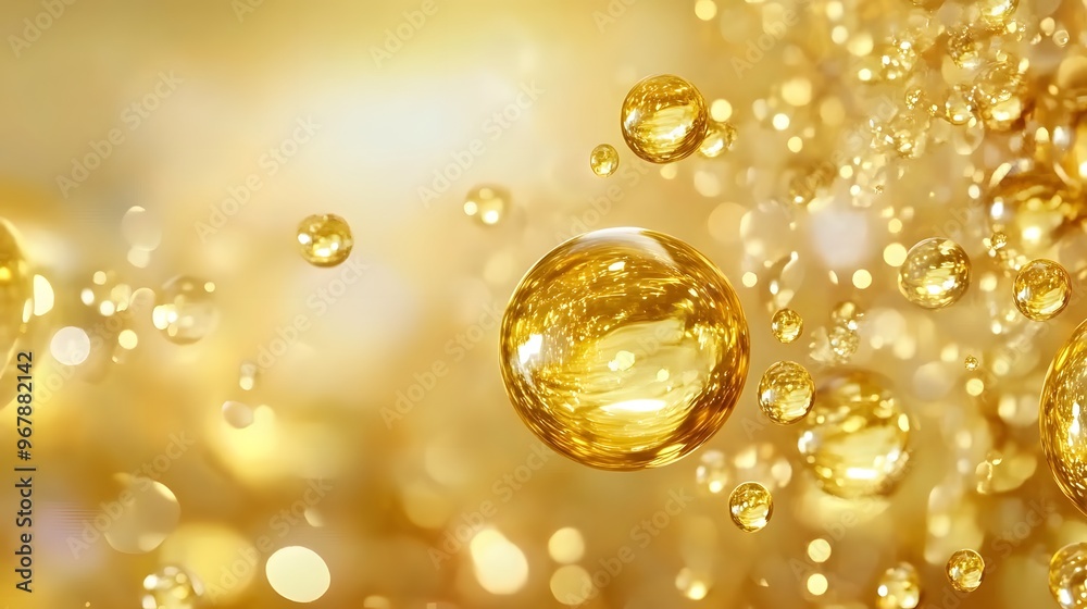 Golden Bubble Abstract Art for Cosmetics Promotion Golden Bubble Abstract Art for Cosmetics Promotion