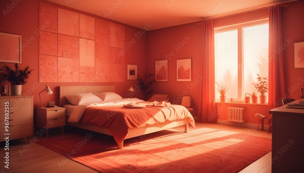 Photo interior modern design room 3d illustration; Photo interior modern design room 3d illustration;