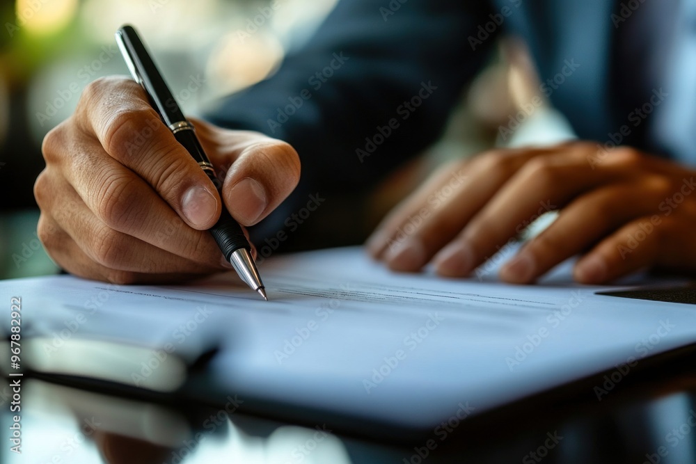 Close-up of a Hand Signing a Document Close-up of a Hand Signing a Document