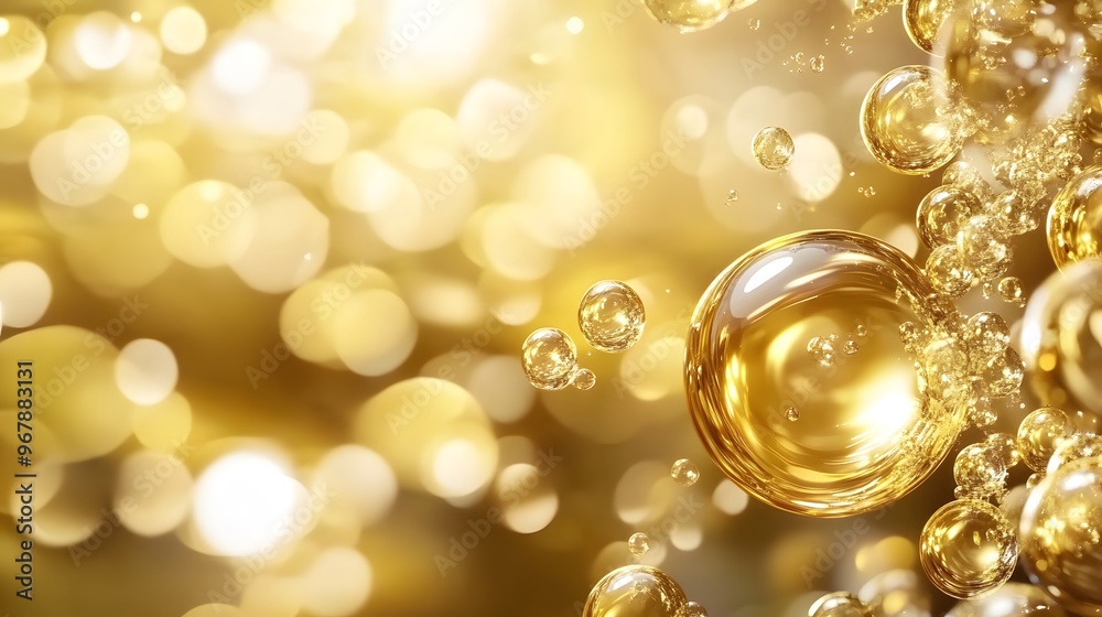 Golden Bubble Abstract Art for Cosmetics Promotion Golden Bubble Abstract Art for Cosmetics Promotion