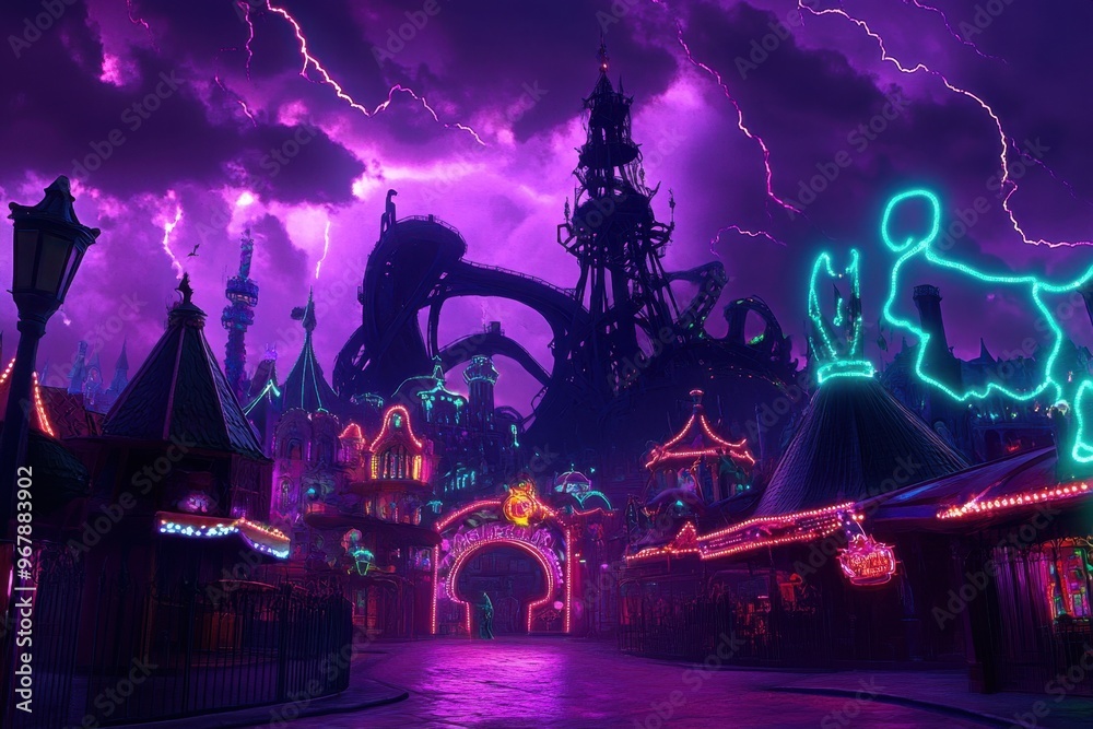 Obraz premium Neon Halloween Carnival
