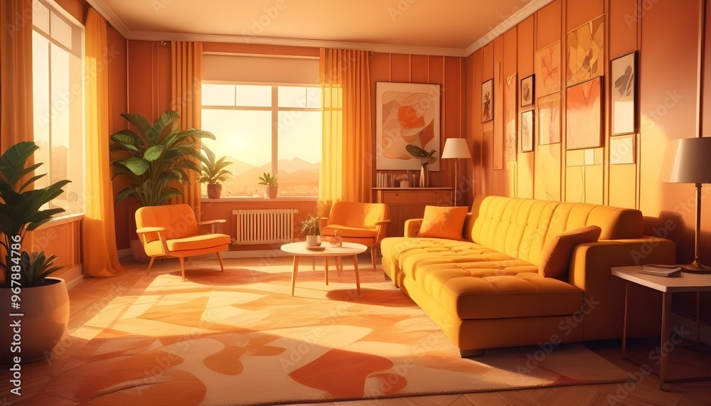 Fototapeta premium Photo interior modern design room 3d illustration;