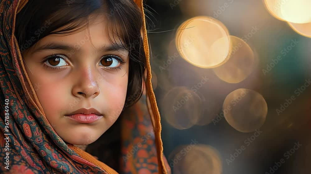 cute Indian girl wearing sari with bokeh light background cute Indian girl wearing sari with bokeh light background