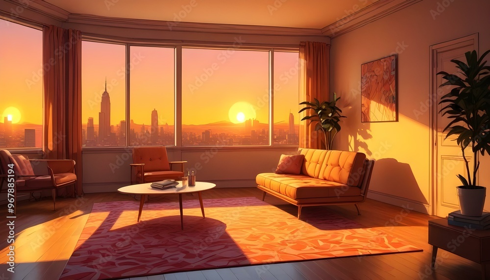 Photo interior modern design room 3d illustration; Photo interior modern design room 3d illustration;