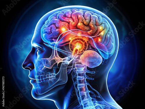 Neuroimaging studies, brain structure and function correlation, medical research, photo
