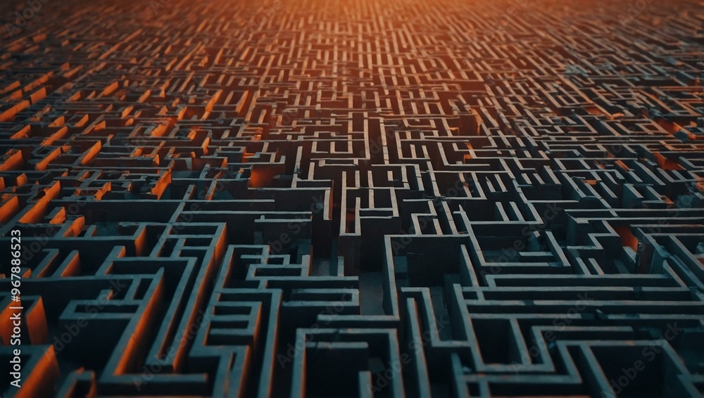 Geometric abstract maze pattern in a minimalist vector design. Geometric abstract maze pattern in a minimalist vector design.
