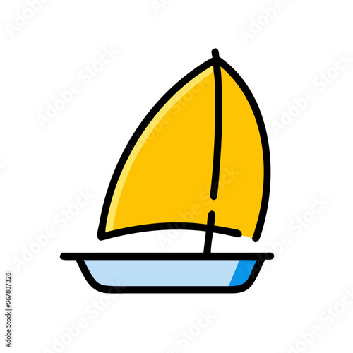 Sailboat Icon in Yellow and Blue Minimalist Style for Nautical Adventure