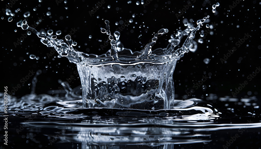 water splash isolated on black. fresh clean transparent drinking water splash water splash isolated on black. fresh clean transparent drinking water splash