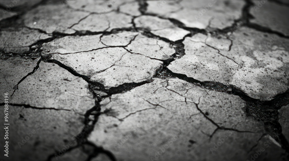 Fototapeta premium A close-up of cracked earth, highlighting drought and environmental changes.