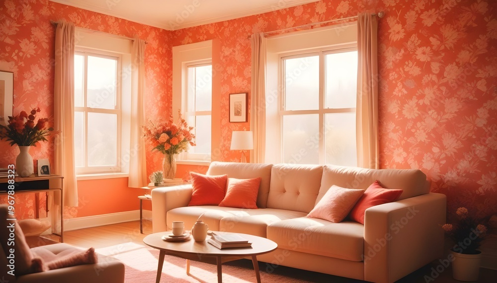 Photo interior modern design room 3d illustration; Photo interior modern design room 3d illustration;