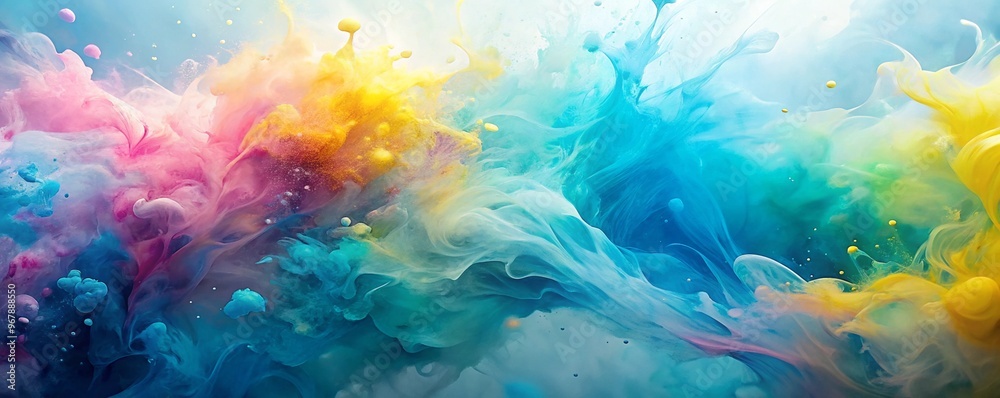 Swirling colorful patterns resembling clouds abstract art with a harmonious blend of vibrant pink blue and yellow colors Swirling colorful patterns resembling clouds abstract art with a harmonious blend of vibrant pink blue and yellow colors