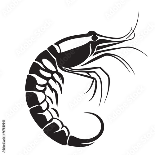 Shrimp in cartoon, doodle style . Image for t-shirt, web, mobile apps and ui. Isolated 2d vector illustration in logo, icon, sketch style, Eps 10, black and white. AI Generative