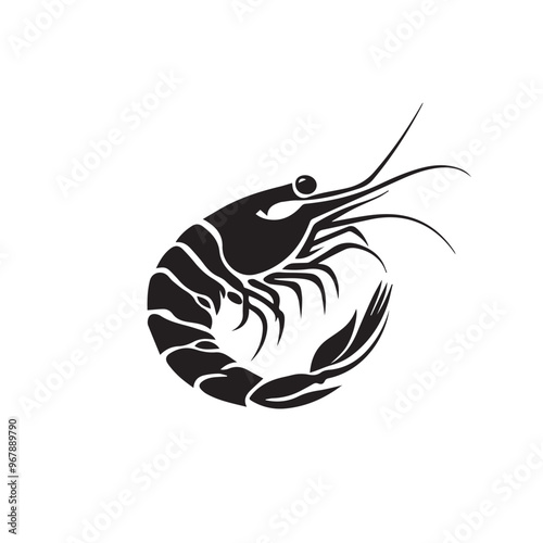 Shrimp in cartoon, doodle style . Image for t-shirt, web, mobile apps and ui. Isolated 2d vector illustration in logo, icon, sketch style, Eps 10, black and white. AI Generative