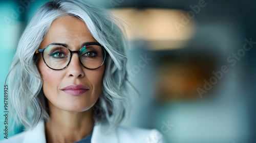 Smiling Mature Professional Business Woman Bank