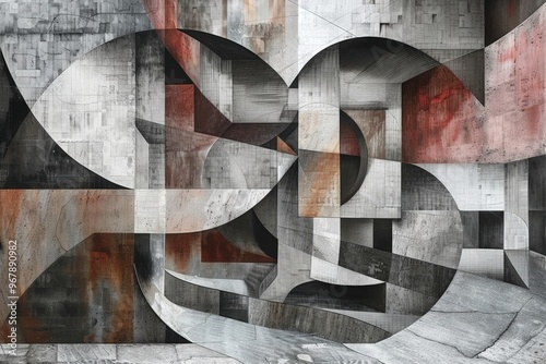 Abstract geometric artwork with layered textures photo