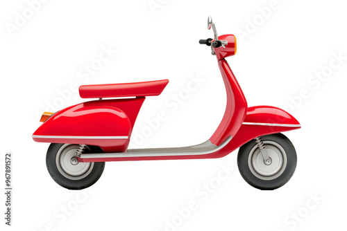 red vintage scooter on transparent background