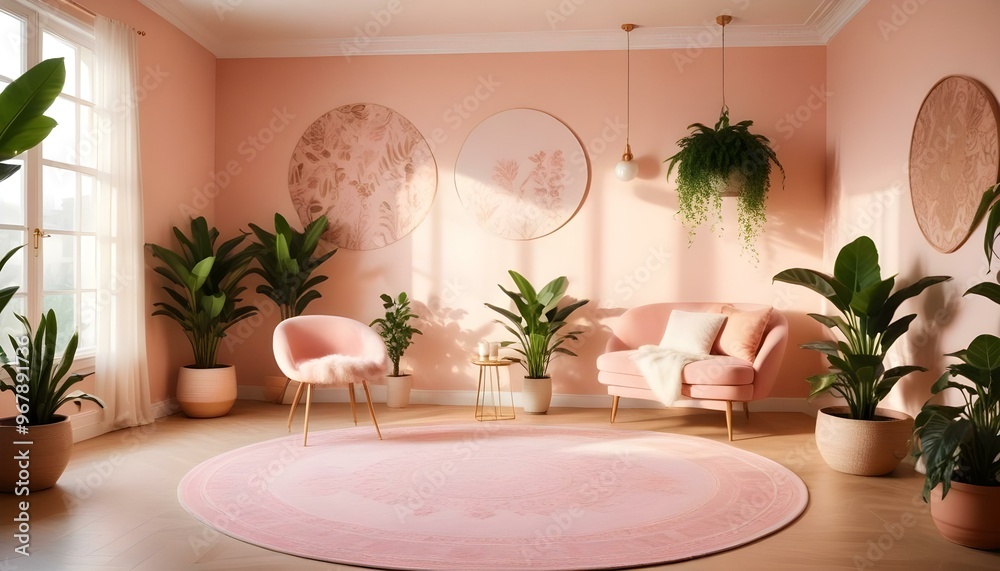 Photo interior modern design room 3d illustration; Photo interior modern design room 3d illustration;