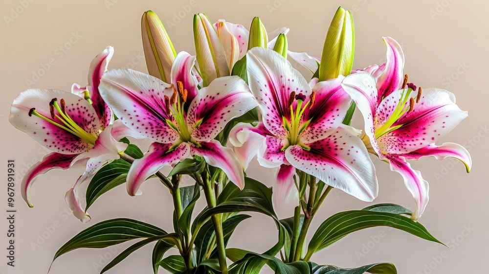 Fototapeta premium Elegant Pink and White Lilies