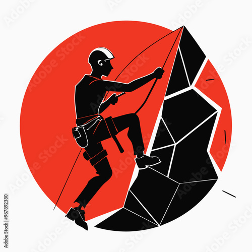 Vector Illustration of Mountain Climbing