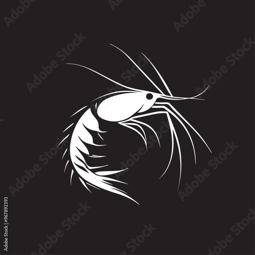 Shrimp in cartoon, doodle style . Image for t-shirt, web, mobile apps and ui. Isolated 2d vector illustration in logo, icon, sketch style, Eps 10, black and white. AI Generative