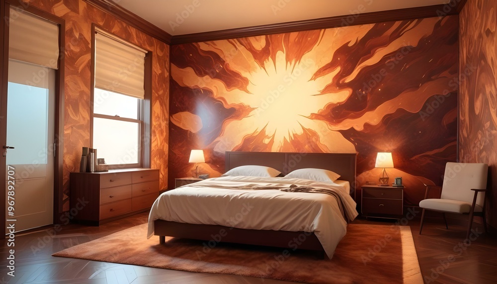 Photo interior modern design room 3d illustration; Photo interior modern design room 3d illustration;