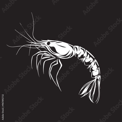 Shrimp in cartoon, doodle style . Image for t-shirt, web, mobile apps and ui. Isolated 2d vector illustration in logo, icon, sketch style, Eps 10, black and white. AI Generative
