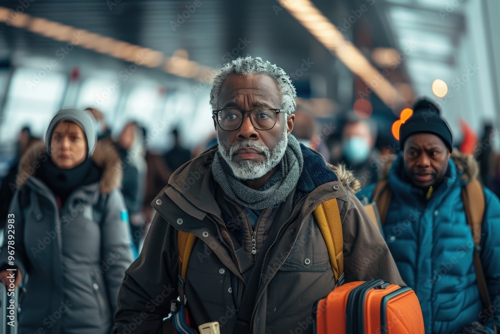 Traveler Navigating a Busy Airport Traveler Navigating a Busy Airport