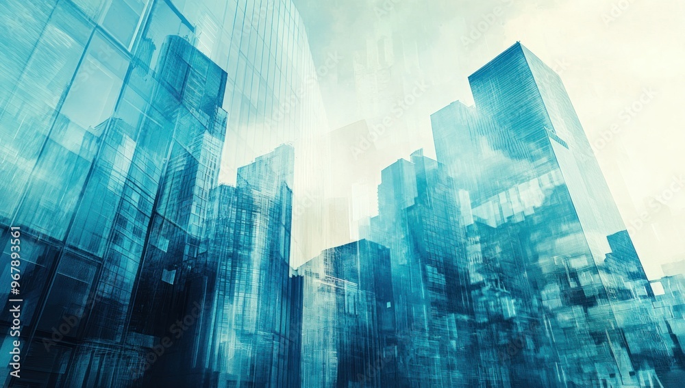 Abstract Cityscape in Blue Hues Abstract Cityscape in Blue Hues