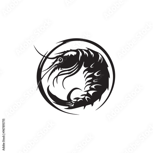 Shrimp in cartoon, doodle style . Image for t-shirt, web, mobile apps and ui. Isolated 2d vector illustration in logo, icon, sketch style, Eps 10, black and white. AI Generative