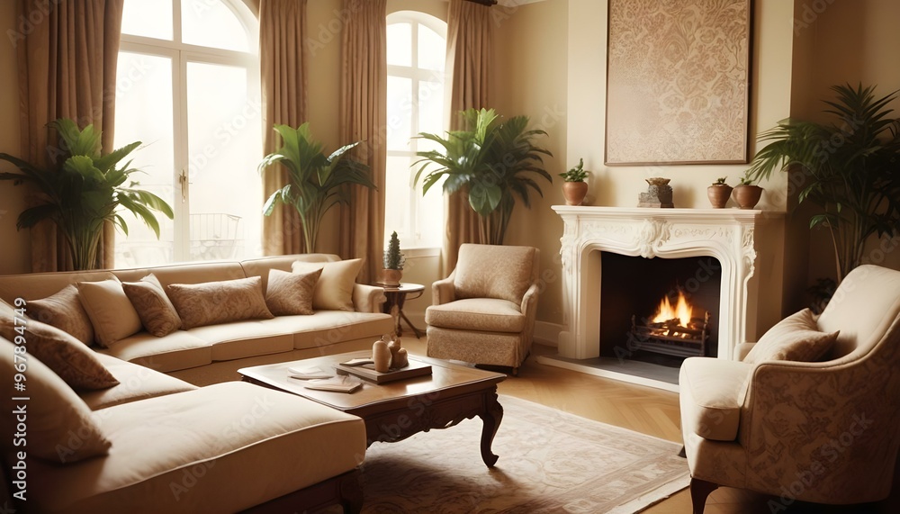 Photo interior modern design room 3d illustration; Photo interior modern design room 3d illustration;