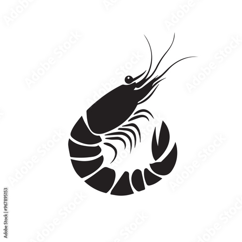 Shrimp in cartoon, doodle style . Image for t-shirt, web, mobile apps and ui. Isolated 2d vector illustration in logo, icon, sketch style, Eps 10, black and white. AI Generative