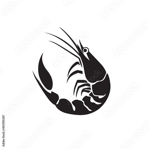 Shrimp in cartoon, doodle style . Image for t-shirt, web, mobile apps and ui. Isolated 2d vector illustration in logo, icon, sketch style, Eps 10, black and white. AI Generative