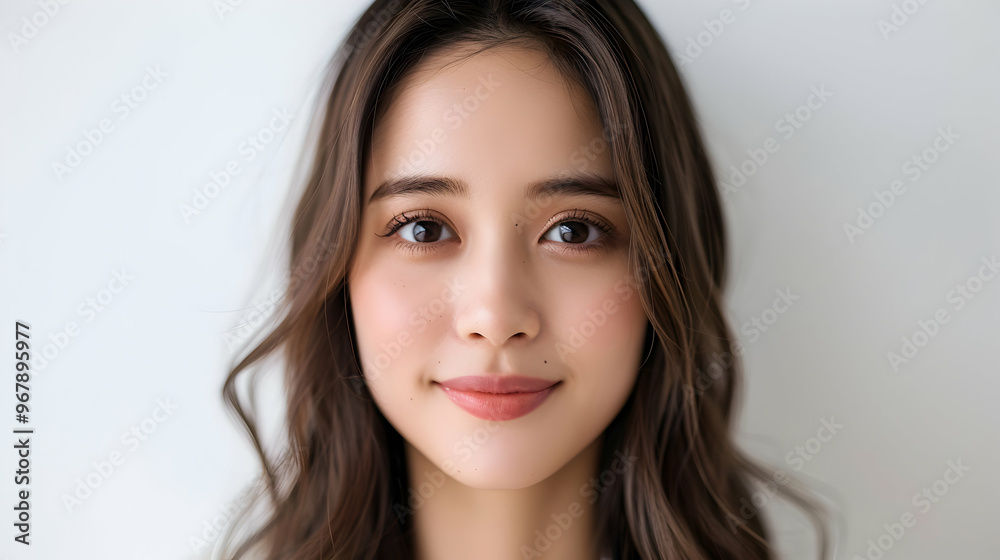 Smiling Positive Attractive Asian Young Woman Wear Smiling Positive Attractive Asian Young Woman Wear