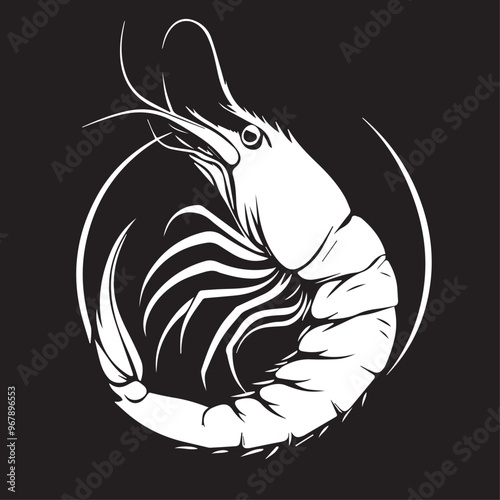 Shrimp in cartoon, doodle style . Image for t-shirt, web, mobile apps and ui. Isolated 2d vector illustration in logo, icon, sketch style, Eps 10, black and white. AI Generative