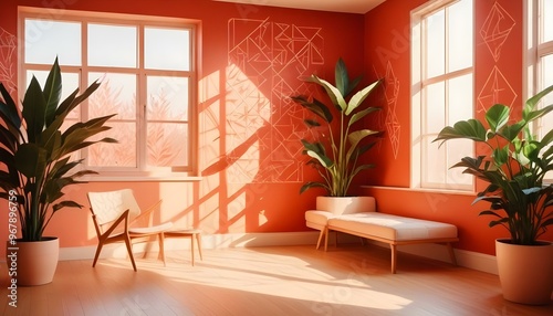 Photo interior modern design room 3d illustration 