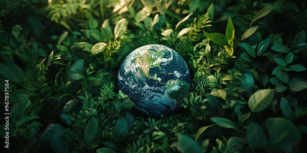 Grassland with Earth in Center Grassland with Earth in Center