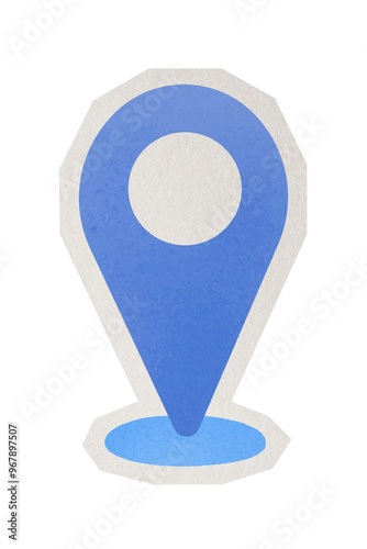 Png social media check-in icon sticker, paper cut on transparent background