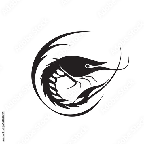 Shrimp in cartoon, doodle style . Image for t-shirt, web, mobile apps and ui. Isolated 2d vector illustration in logo, icon, sketch style, Eps 10, black and white. AI Generative