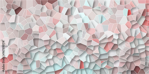 Abstract mosaic made of broken crockery and tableware background. Mosaic pattern with an off pink, aqua, brown and beige color palette light elegant marble ceramic pieces wall background 