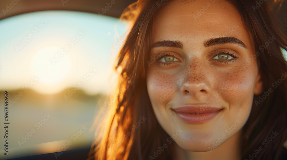 Smiling Woman Driving Her Car And Enjoying Smiling Woman Driving Her Car And Enjoying