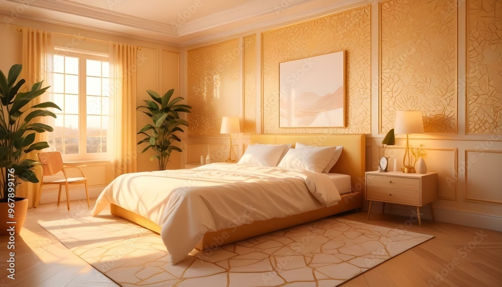 Photo interior modern design room 3d illustration; Photo interior modern design room 3d illustration;
