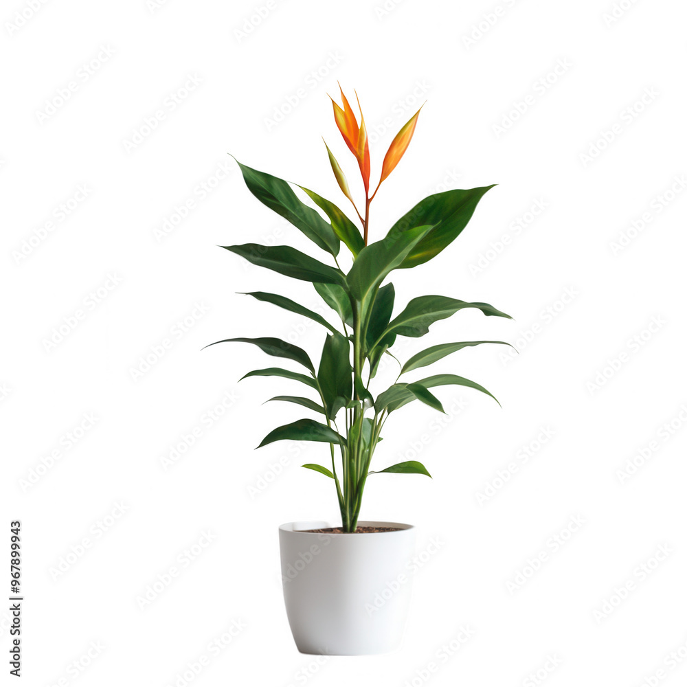 Fototapeta premium A vibrant potted plant with orange flowers, enhancing indoor decor and atmosphere.