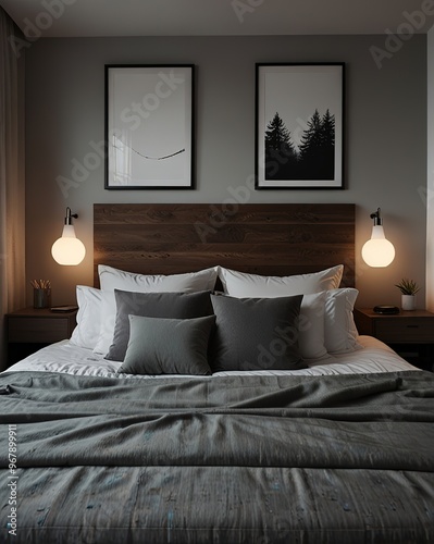 Wallpaper Mural modern bedroom interior Torontodigital.ca