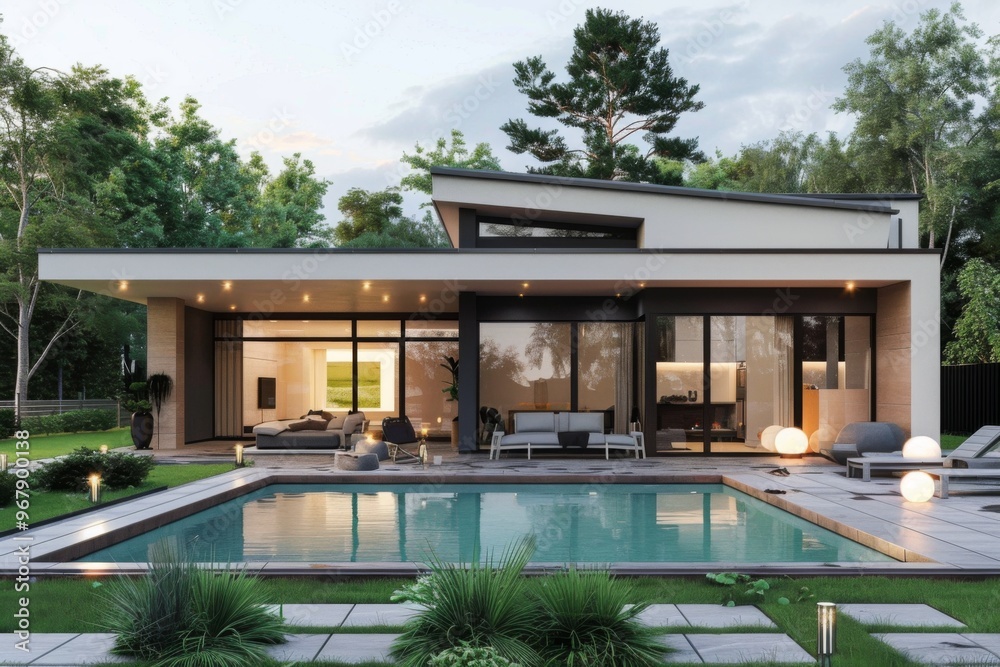 Small modern design home with backyard pool Small modern design home with backyard pool