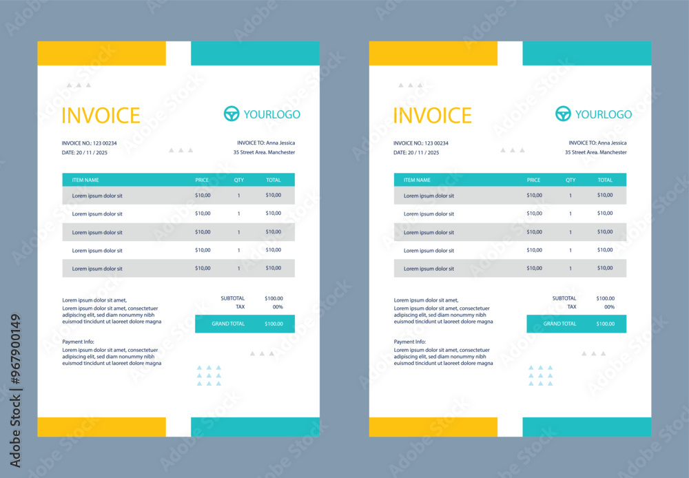 Invoice minimal design for corporate business. Clean invoice template. Print-ready business price invoices and payment agreement vector bill stationery design templates Invoice minimal design for corporate business. Clean invoice template. Print-ready business price invoices and payment agreement vector bill stationery design templates